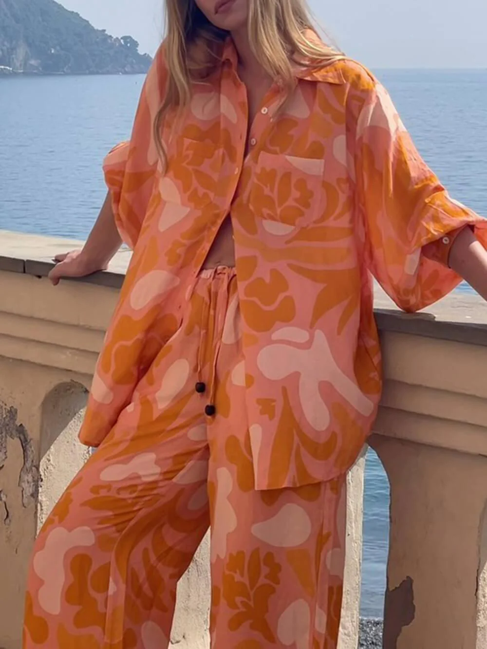 Holiday Unique Ethnic Print Loose Pants