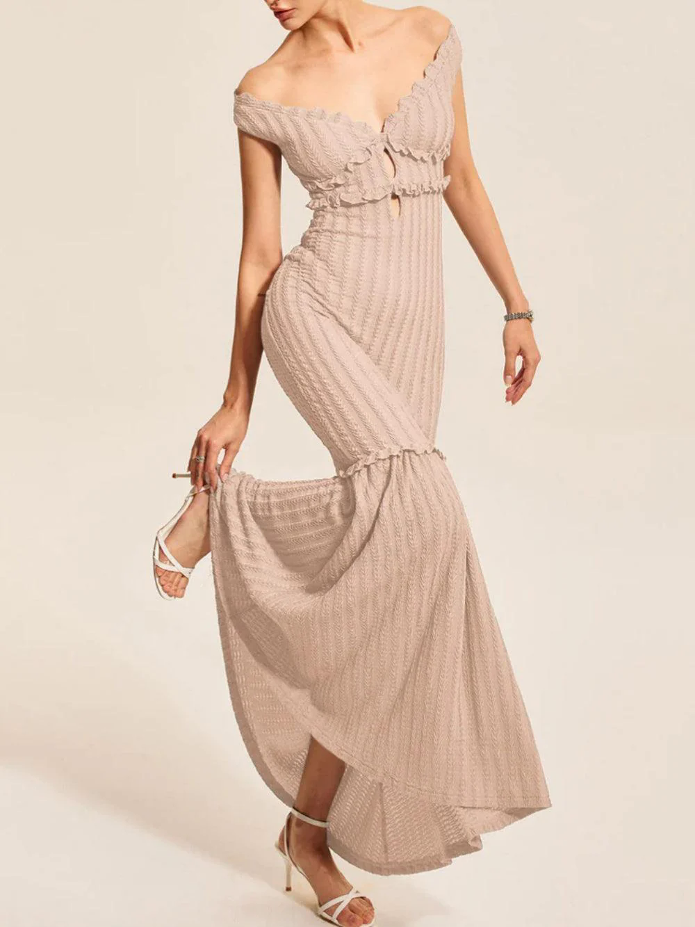 Off-Shoulder Ruffle Detail Dress