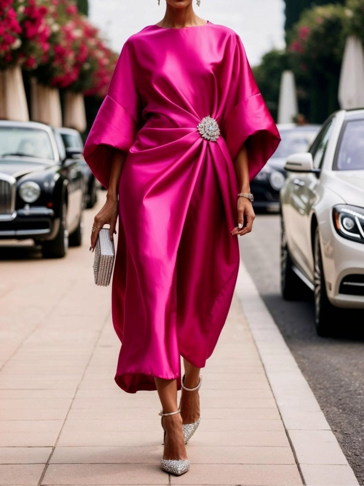 Luxe Shimmer Satin Long Dress