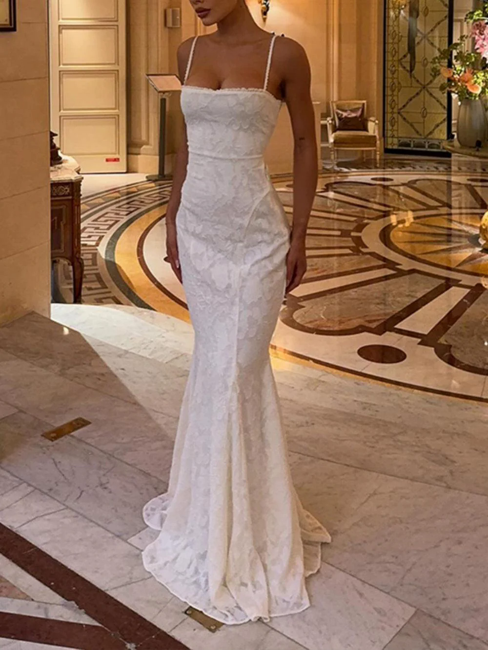 Tie-back fishtail maxi dress