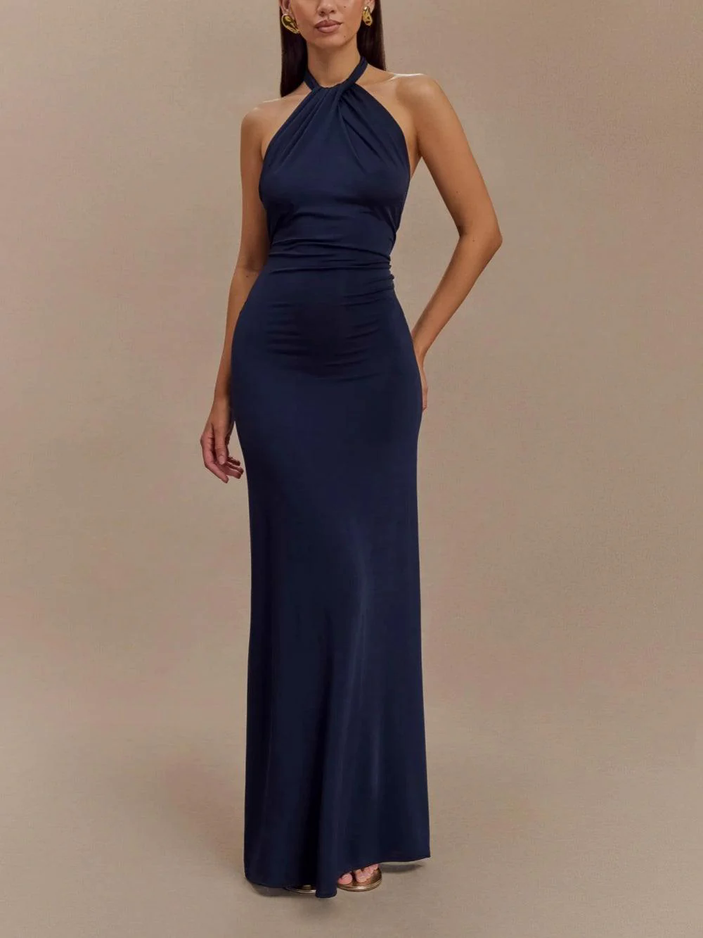 Slinky Halter Maxi Dress - Lagoon