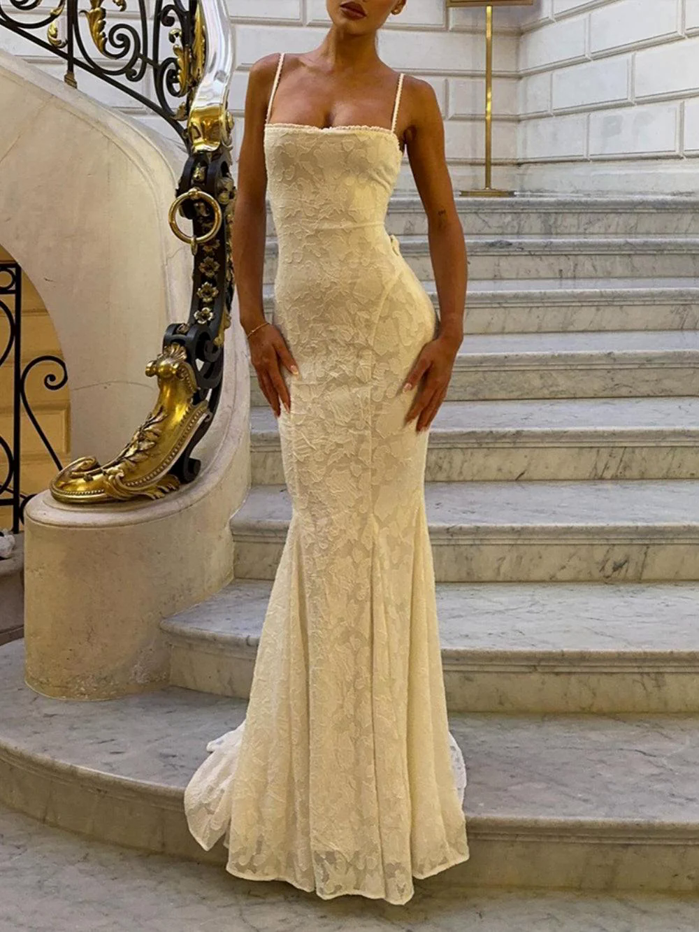 Tie-back fishtail maxi dress